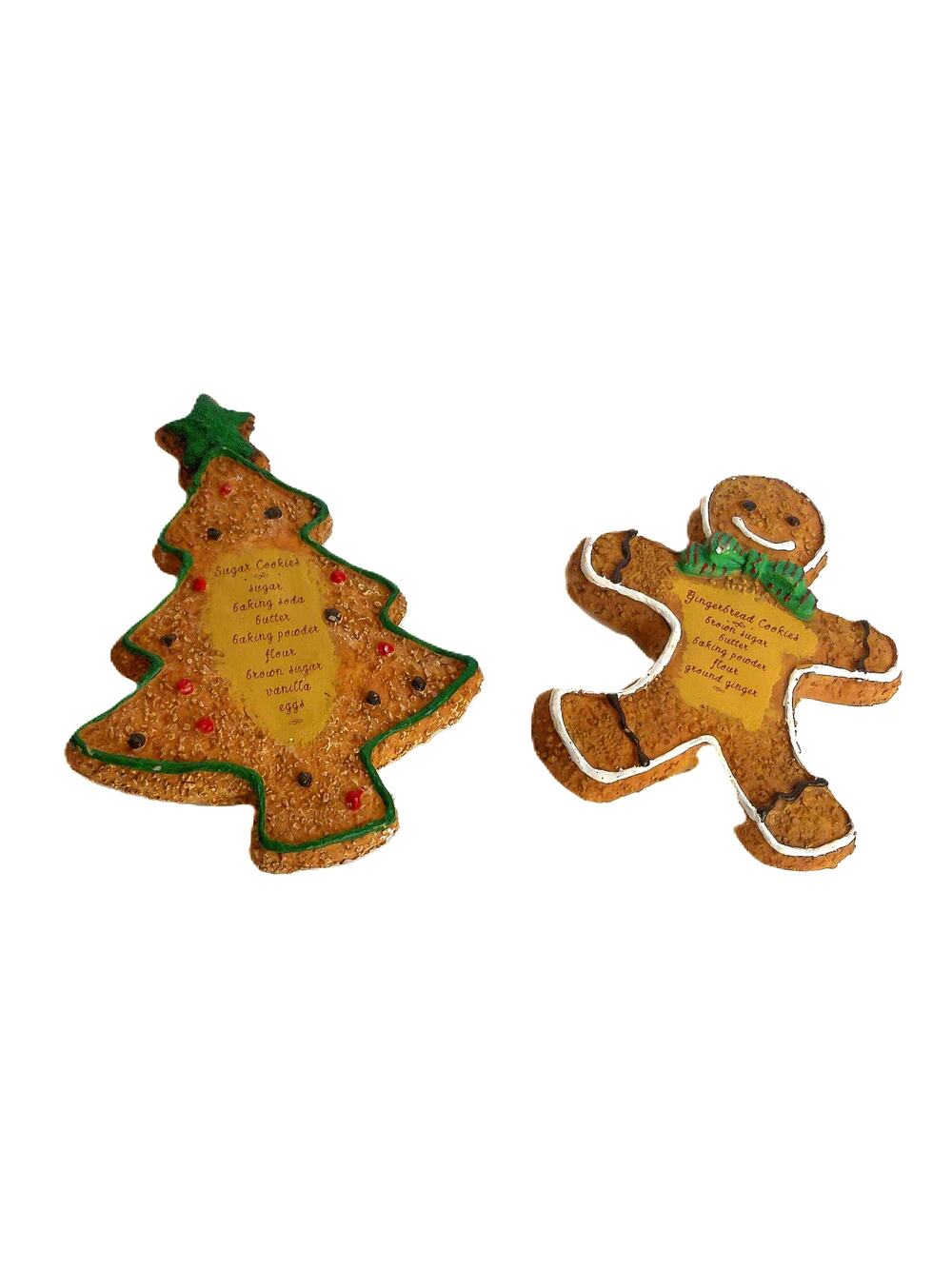Vintage Russ Christmas Holiday Sugar Cookie Gingerbread Recipe Magnet Set of 2